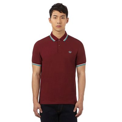 Fred Perry Dark red double tipped polo shirt